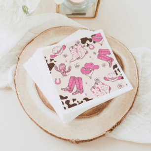 Serviette En Papier Mon premier Rodeo Cowgirl rose fête d'anniversaire