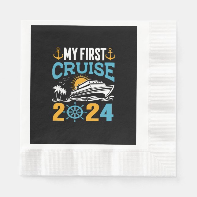 Serviette En Papier Mon premier voyage en mer 2024 (Devant)