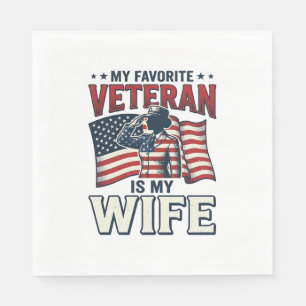Serviette En Papier Mon vétéran préféré est ma femme Chemise patriotiq