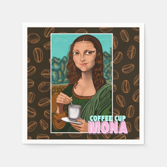Serviette En Papier Mona Lisa Art Édition Café (Devant)