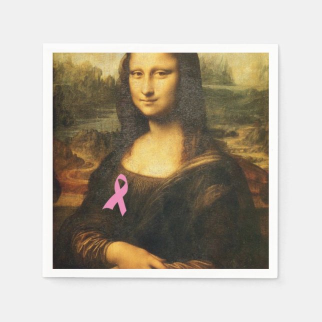 Serviette En Papier Mona Lisa Au Ruban Rose (Devant)