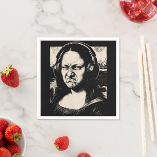 Serviette En Papier Mona Lisa Bass Face Amateurs de Musique Drôles DJs