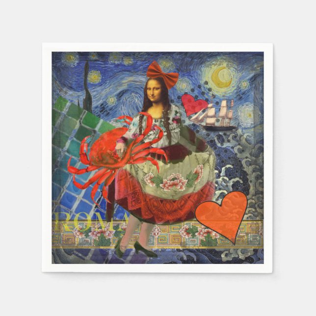 Serviette En Papier Mona Lisa Fun Zodiac Whimsical (Devant)