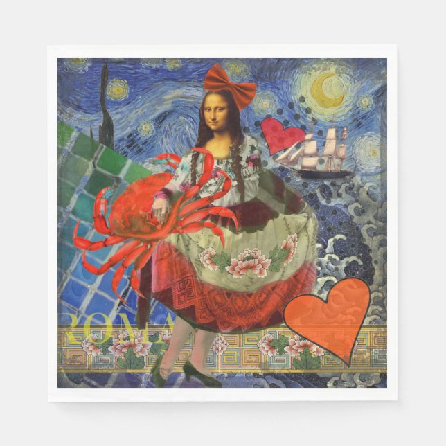 Serviette En Papier Mona Lisa Fun Zodiaque Fantaisiste  (Devant)