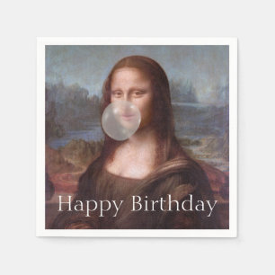 Serviette En Papier Mona Lisa qui gonfle du chewing-gum Joyeux anniver