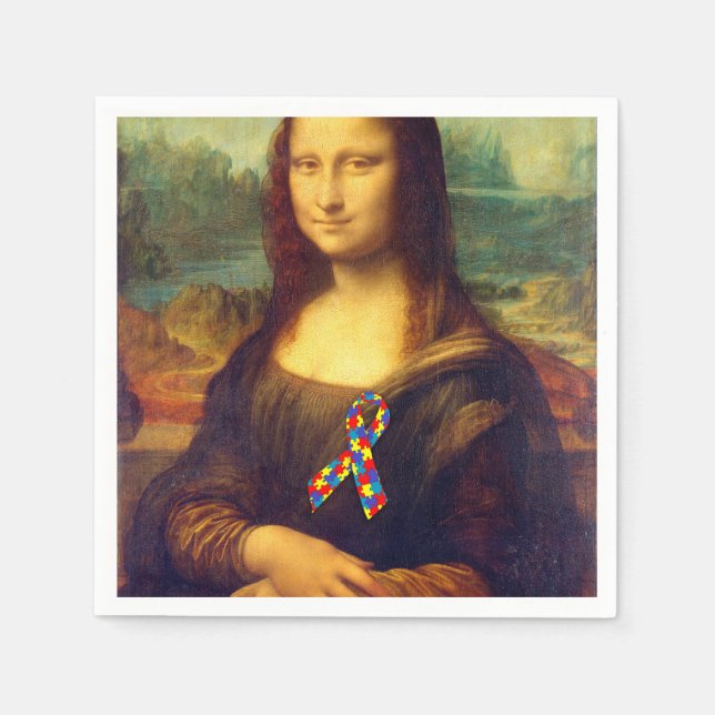 Serviette En Papier Mona Lisa With Puzzle (Devant)