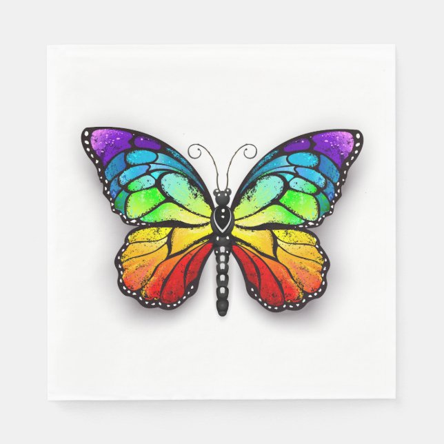Serviette En Papier Monarque papillon arc-en-ciel (Devant)