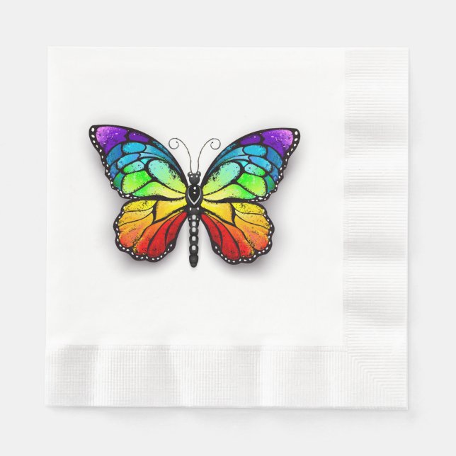 Serviette En Papier Monarque papillon arc-en-ciel (Devant)