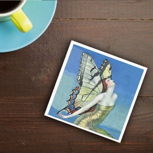 Serviette En Papier Monarque Papillon rouge cheveux Vintage Fée