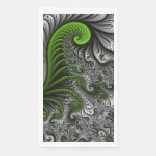 Serviette En Papier Monde Fantastique Art Fractal Abstrait Vert Et Gri