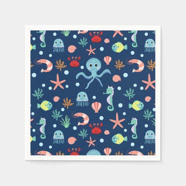 Serviette En Papier Monde marin (Devant)