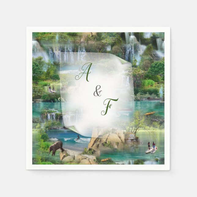 Serviette En Papier Monde Océans & Rivières, Lacs & Activités sportive (Devant)