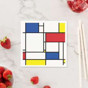 Serviette En Papier Mondrial Minimaliste Géométrique De Stijl Art Mo