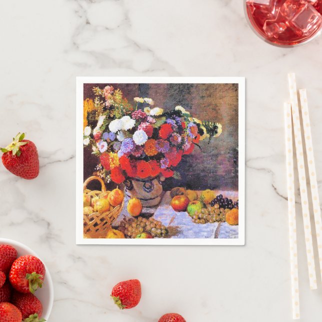Serviette En Papier Monet - Fleurs et fruits (En situation)