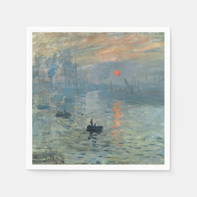 Serviette En Papier Monet Impression Sunrise Soleil Levant Peinture Le (Devant)
