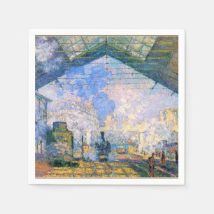 Serviette En Papier Monet - La gare Saint-Lazare, art