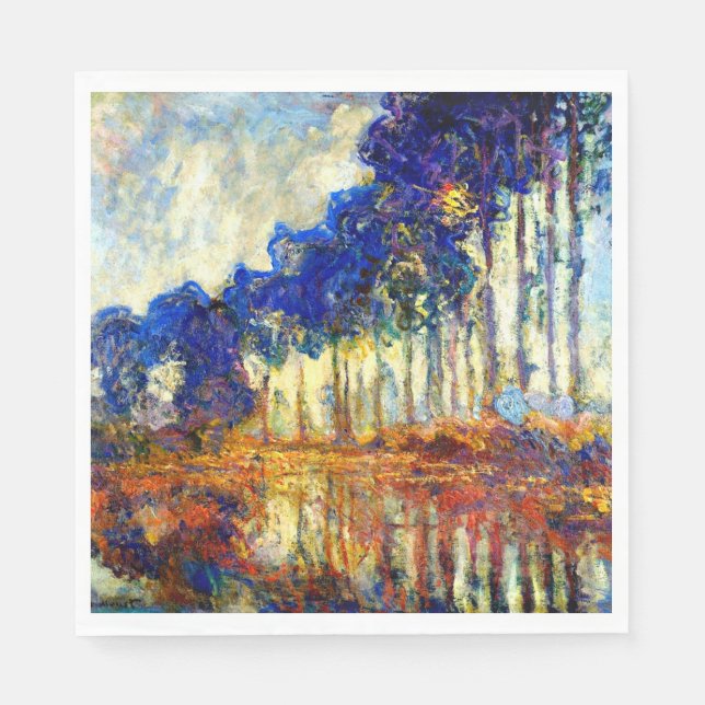 Serviette En Papier Monet - Les peupliers en automne, (Devant)