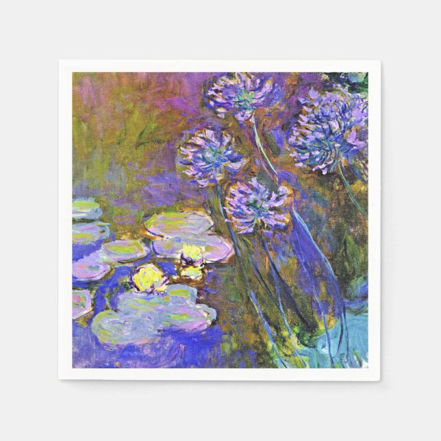 Serviette En Papier Monet - Lys d'eau et Agapanthus (Devant)