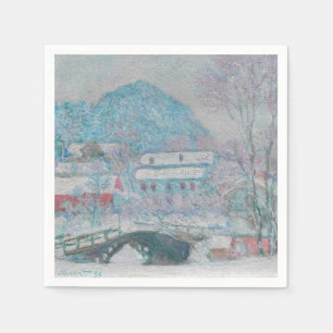 Serviette En Papier Monet - Norvège, village de Sandviken sous la neig