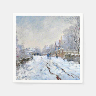 Serviette En Papier Monet - Scène de neige à Argenteuil