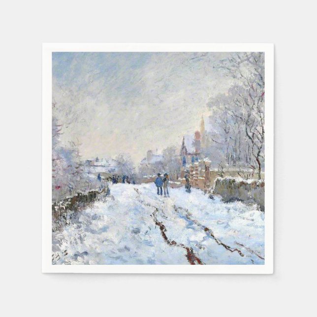 Serviette En Papier Monet - Scène de neige à Argenteuil (Devant)