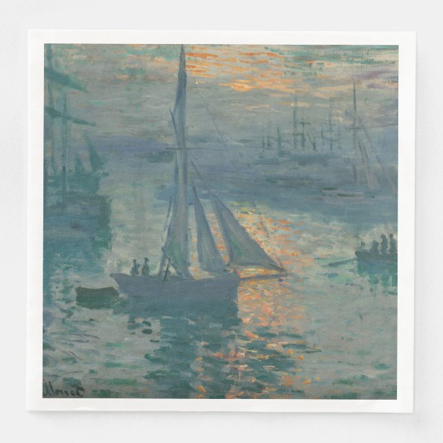 Serviette En Papier Monet Sunrise Marine Impressionnisme peinture (Devant)
