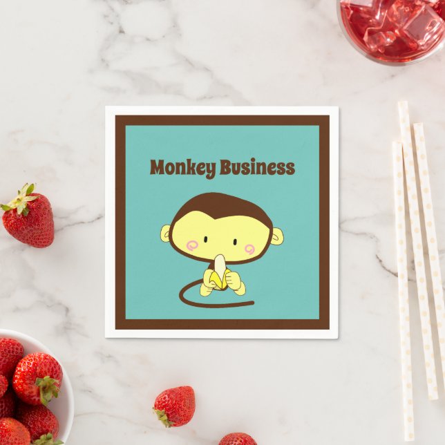 Serviette En Papier Monkey Business Drôle Cartoon Monkey Design (En situation)