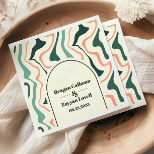 Serviette En Papier Monnaie Arc À Arche Verte Et Rose Retro Mariage