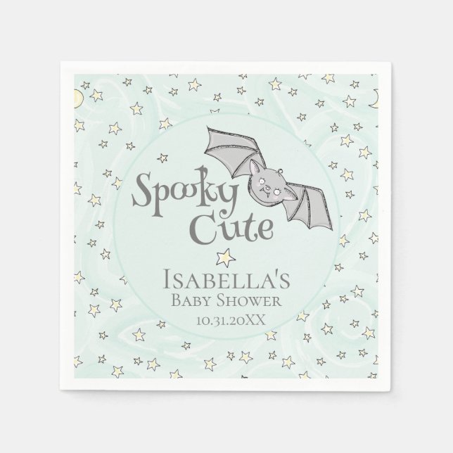 Serviette En Papier Monnaie Batty, Etoiles & Lunes Éffrayant mignonne (Devant)