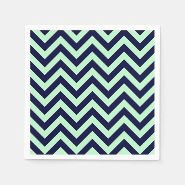 Serviette En Papier Monnaie, bleu marine Grand Chevron ZigZag Motif (Devant)