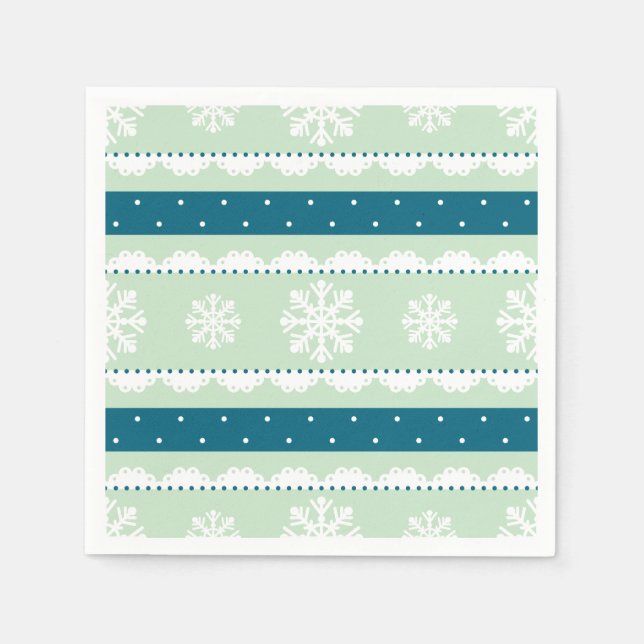Serviette En Papier Monnaie de Noël et Snowflakes Turquoises Motif (Devant)