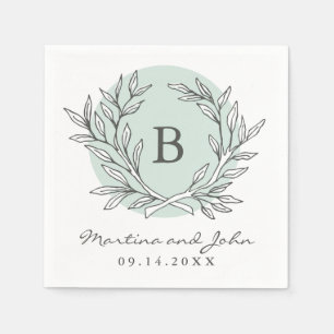 Serviette En Papier Monnaie Rustique Monogramme Wreath Paper Cocktail
