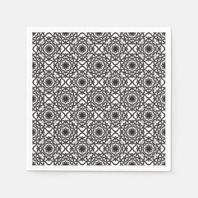Serviette En Papier Monochrome Celtic Tangled Knot Motif (Devant)