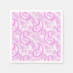 Serviette En Papier Monochrome lilas rose blanche paisley motif.