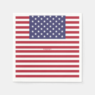 Serviette En Papier Monogram American USA Drapeau 4 juillet Personnali