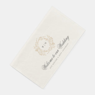 Serviette En Papier Monogram Blush Crest traditionnel Mariage élégant