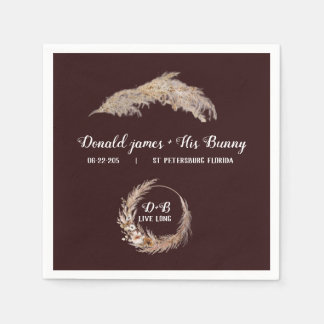 Serviette En Papier Monogram Boho Terracotta Brûlé Mariage Napki