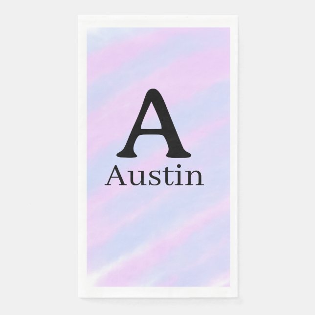 Serviette En Papier Monogram capital masculine add name purple pastel  (Devant)