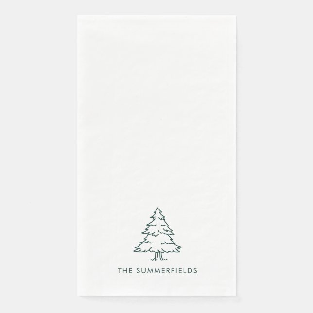 Serviette En Papier Monogram Christmas Pine Tree Holiday Family (Devant)