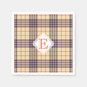 Serviette En Papier Monogram, élégant clan écossais beige plaid tartan