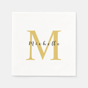 Serviette En Papier Monogram Gold Couleur Votre Nom Cadeau spécial Bie