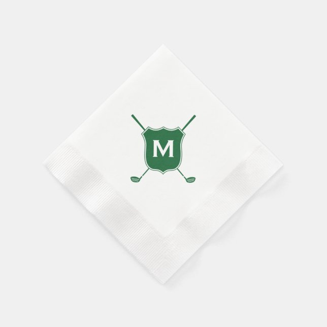 Serviette En Papier Monogram Golf Club Crest Diagonal Green Napkins (Coin)