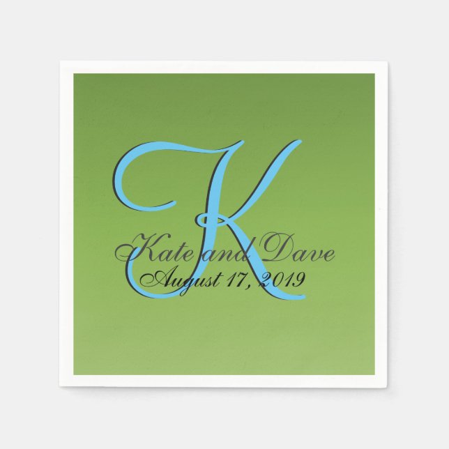 Serviette En Papier Monogram Lime Green (Devant)