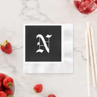 Serviette En Papier Monogram N, ancienne police anglaise,