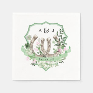 Serviette En Papier Monogram Trèfles à Fers à Cheval Mariage Botaniq