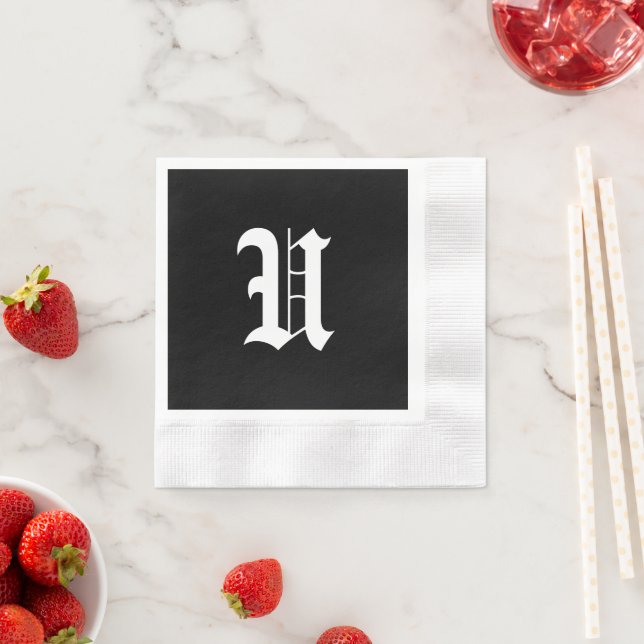 Serviette En Papier Monogram U, ancienne police anglaise, (En situation)