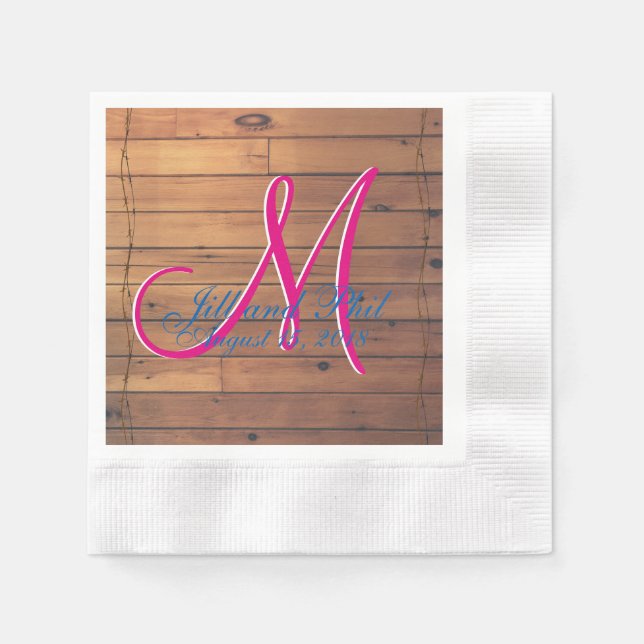 Serviette En Papier Monogramme 3d de mur de grange (Devant)