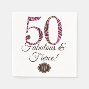Serviette En Papier Monogramme 50e anniversaire Fabuleux & Fierce
