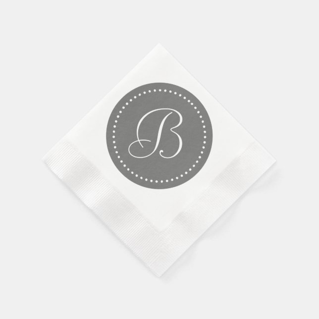 Serviette En Papier Monogramme à point gris/blanc (Coin)
