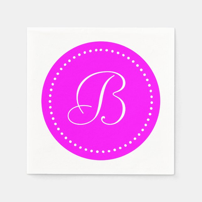 Serviette En Papier Monogramme à point rose/blanc (Devant)